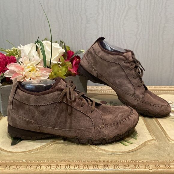 Skechers Bikers Lineage Leather Booties Chocolate Near New Sz 11 - Picture 1 of 14